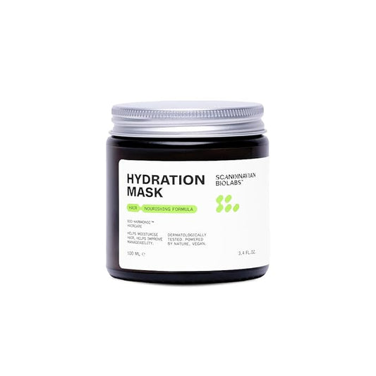 Scandinavian Biolabs Hydration Mask | Deep Moisture, Enhances Shine, Frizz & Damage Control, Immediate Hydration, Plant-Based Oils Blend, Suitable for All Hair Types, 100 mL/ 3.4 Oz