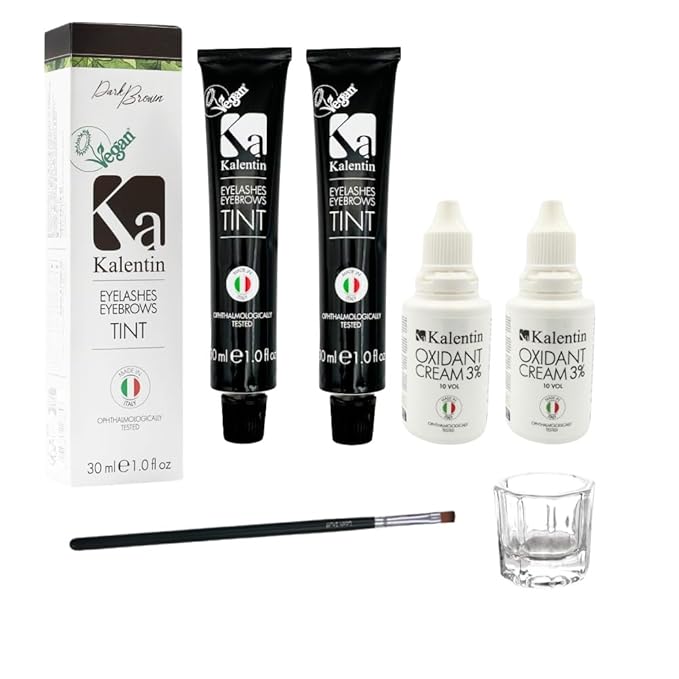 Professional Kalentin Eyebrow Color 2-Pack Plus 2 Developers (Dark Brown)
