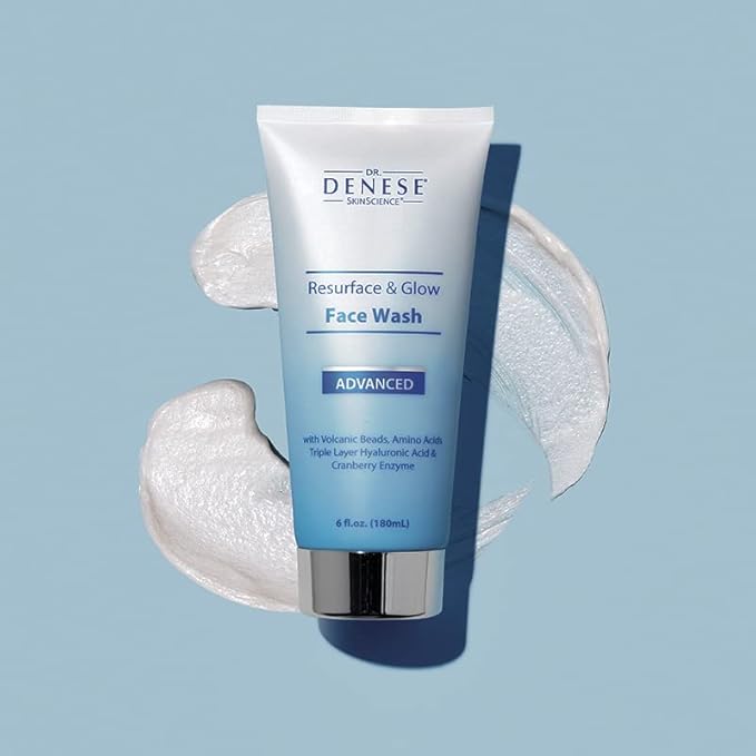 Dr. Denese Resurface & Glow Advanced Face Wash 6 oz – Gentle Exfoliating Cleanser for Radiant, Hydrated Skin – Luxurious Daily Face Wash That Smooths, Softens & Nourishes for a Spa-Like Glow
