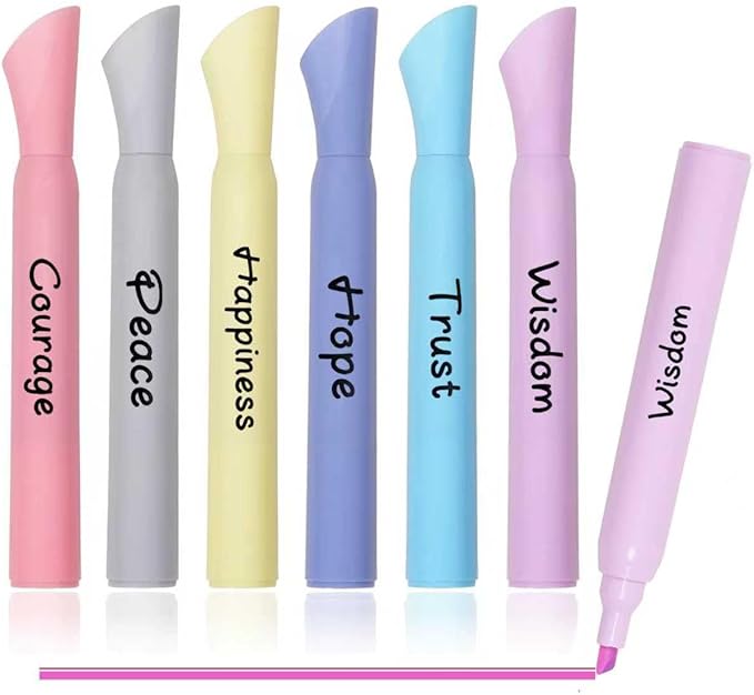 Highlighters Assorted Colors, 6 Pack Tank Style Highlighters, Chisel Tip, No Bleed Bible Highlighter Markers for Teacher Students, Classroom Must Have, School Supplies