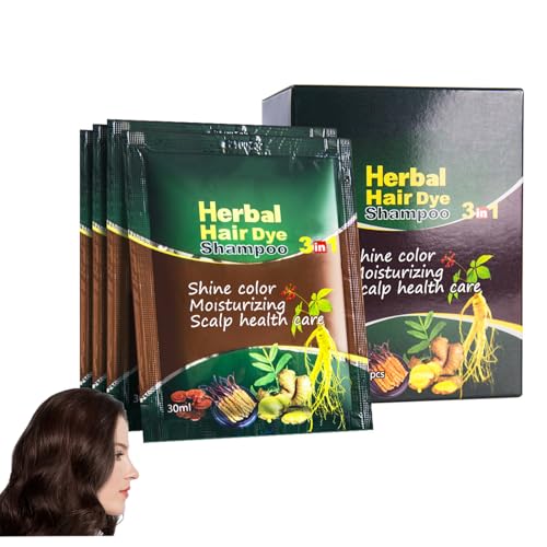 Dark Brown Hair Dye Shampoo 3 in 1 for Women/Men Hair Color, Herbal Natural Dye Cover Gray Grey Coverage Permanent Instant | Easy to Use | Travel Size (Dark Brown)