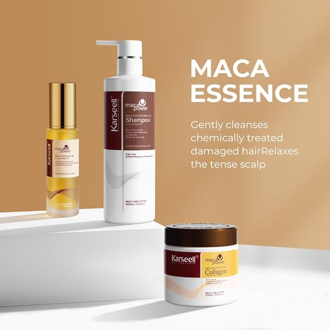 Karseell Collagen Hair Treatment Set, Deep Repair Collagen Hair Mask Shampoo and Argan Oil for Dry Damaged Hair of All Types - 2 x 16.9floz + 1.69floz