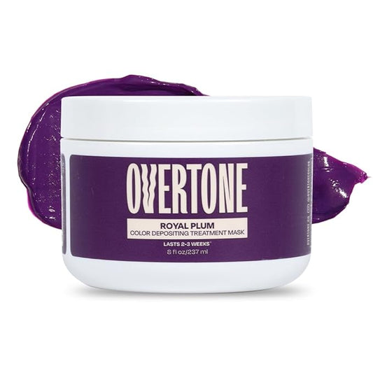 Overtone Semi Permanent Hair Color Conditioner, Royal Plum, 8 oz, Nourishing, Damage-Free, Color Depositing Mask for All Hair Types with Shea Butter & Coconut Oil, Vegan & Cruelty-Free
