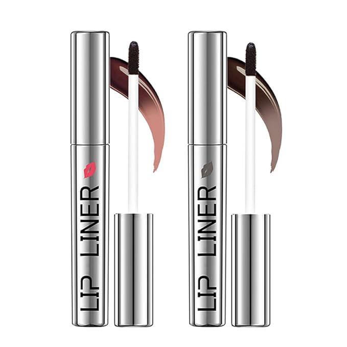 2PC Pipe-off lip liner stain,light brown/dark brown/burgundy long-lasting,line tattoo high-color Tint,Smudge-Proof,Waterproof,Nude Matte Tint,Non-Fading, Full Coverage(#1+#4)