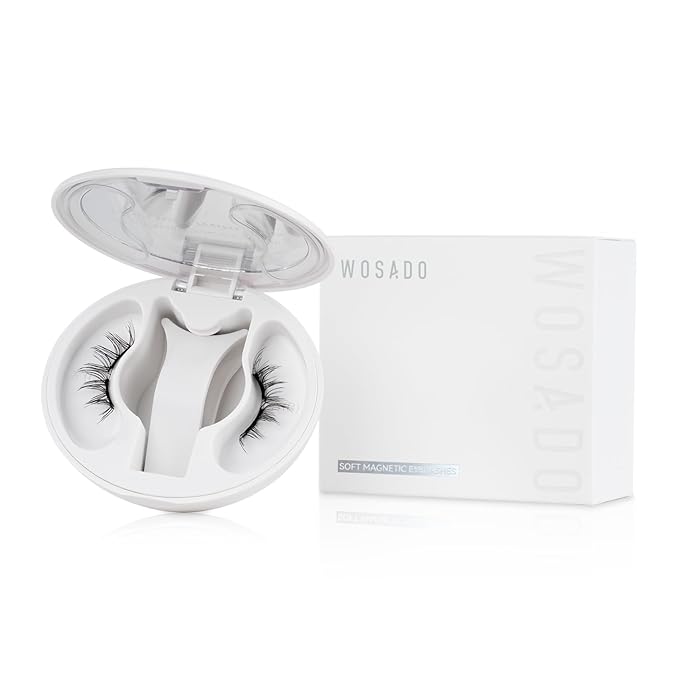 WOSADO Soft Magnetic Eyelashes Kit with Applicator, No.12 Iris Black, Reusable Glue-free Wispy Magnetic Lashes, Cruelty-free False Lashes, Waterproof, Lightweight, Suit for Heavy Makeup