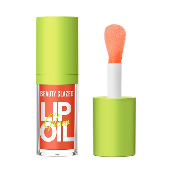 Beauty Glazed Big Brush Head Lip Oil, Ultra-Hydrating & Nourishing, Smooth Glossy Finish Lip Glow Oil, Shiny and Vegan Tinted Lip Gloss, Non-Sticky Formula (103# SWEET)