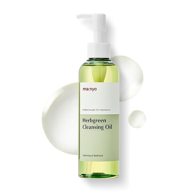 MANYO Herb Green Cleansing Oil, Gentle Makeup Remover with Natural Herbal Extracts, Artemisa, Tea Tree, Deep Cleansing & Hydrating, Suitable for All Skin Types, Korean Skincare 6.7 fl oz (200ml)