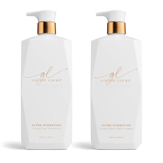 Goldie Locks Ultra Hydrating Shampoo & Conditioner Set - Sulfate-Free, Paraben-Free - for Frizz Control, Shine & Strength - Color Safe & Extension Safe - Protein-Free - 2 x 33.8 fl oz