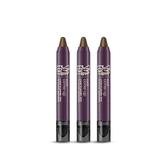 Style Edit Root Touch Up Stick - Light Brown Root Concealer, Temporary Hair Color and Coverage Pen, Premium Shading Sponge, 0.11 oz, 3 Pack