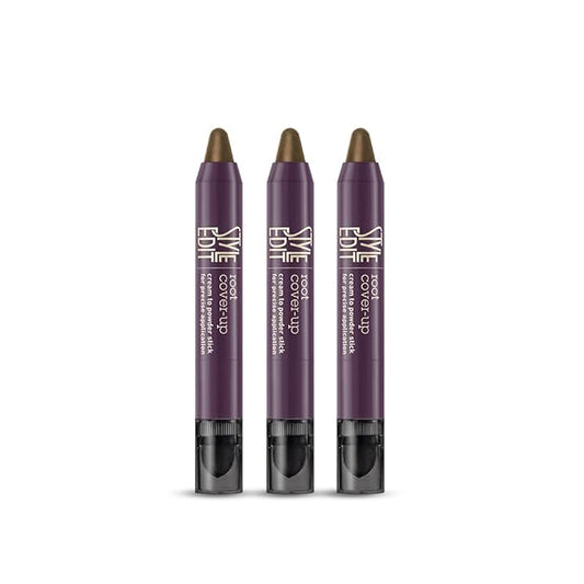 Style Edit Root Touch Up Stick - Light Brown Root Concealer, Temporary Hair Color and Coverage Pen, Premium Shading Sponge, 0.11 oz, 3 Pack