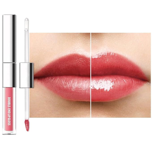 2-in-1 Matte Liquid Lipstick & Clear Lip Gloss, Long Lasting Waterproof Smudge Proof 24 Hour Lip Color Stain, Non Stick & Non Fading, Vegan Matte Makeup Lip Stain for Women, Orange Pink #05