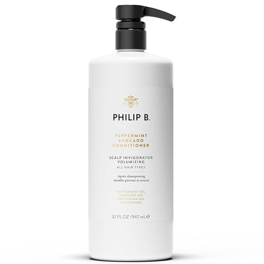 PHILIP B Peppermint Avocado Conditioner, 32 fl. oz. (947 ml) - Adds Volume to Hair While Peppermint Oil and Eucalyptus Invigorates the Scalp With a Tingly Sensation