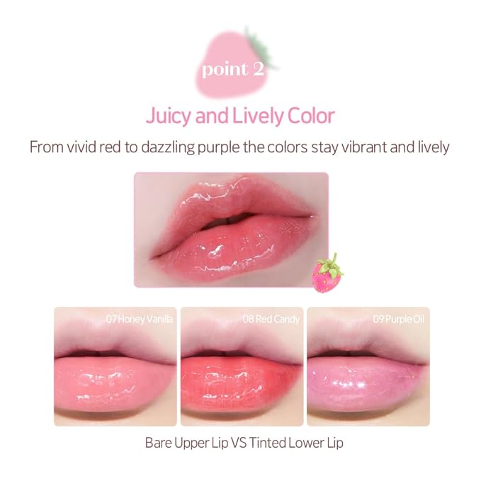 ETUDE Dear Darling Oil Tint #9 Purple Oil 4.2g | High Moisturizing and Strong Hydrating Lip Oil/Lip Gloss | Smooth and Moist Lips | Non-Sticky Lip Oil Tint For Dry Lips | Korean Makeup