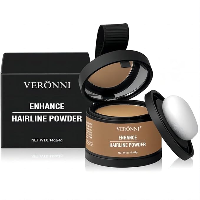 VERONNI Hairline Powder, Root Cover Up for Thinning Hair, Women Men Eyebrows, Beard Line, Waterproof Long Lasting Hair Shadow (Medium Blonde, 12)