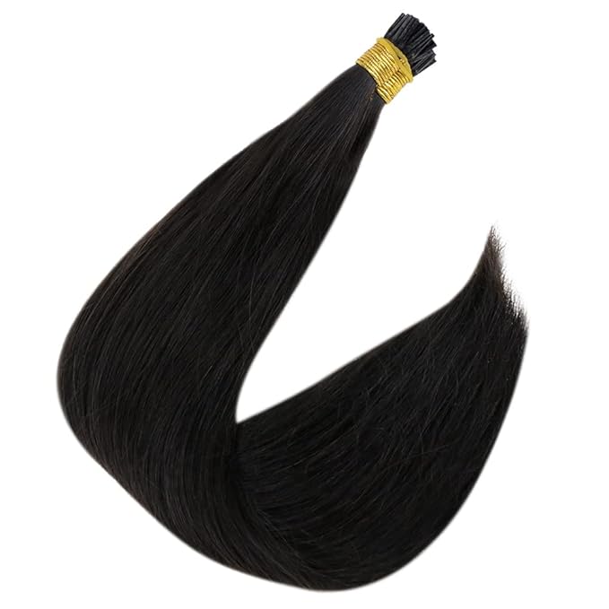 Full Shine Itip Human Hair Extensions 18 Inch 40 Grams Natural Black I Tip Hair Extensions Human Hair Long Straight Remy Hair Invisible Extensions add Volume