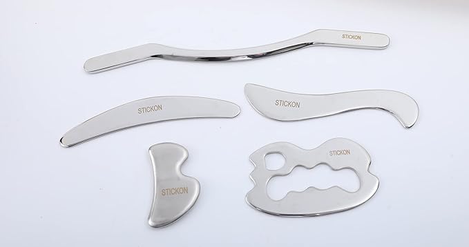 STICKON Stainless Steel Gua Sha Muscle Scraper Tools Set, Gua Sha Massage Scraper Tools for Physical Therapy, Scraping Massage Tools IASTM Tools - Relieve Muscle Pain and Tension(STICKON-39)