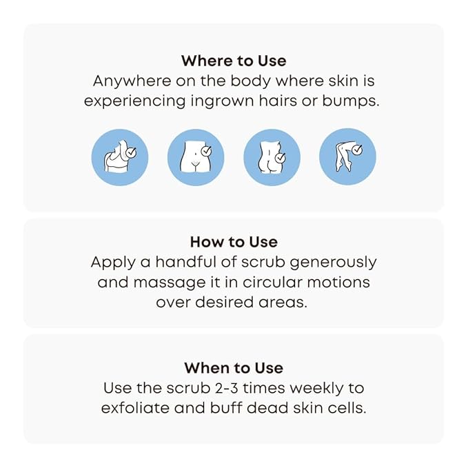 Bushbalm Ingrown Hair Exfoliating Scrub – Pre-Shave Sugar Scrub for Ingrown Hairs, Razor Bumps & Dry Skin – Gently Buffs & Soothes Sensitive Skin – Nude, 236ml