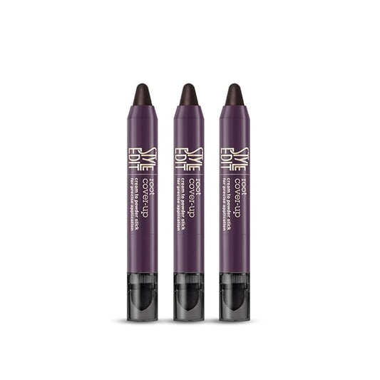 Style Edit Root Touch Up Stick - Dark Brown Root Concealer, Temporary Hair Color and Coverage Pen, Premium Shading Sponge, 0.11 oz, 3 Pack