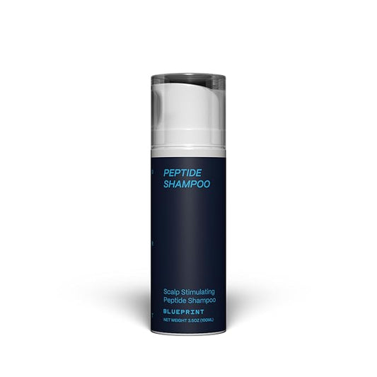 Blueprint Bryan Johnson Peptide Shampoo – 8-Peptide Scalp Treatment with VEGF, Caffeine, Menthol & Arginine – Fragrance-Free & Gentle Formula for Fuller-Looking, Stronger Hair (3.5oz)