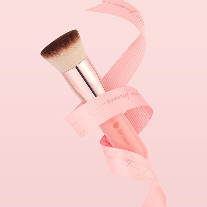 DUcare Flat Top Kabuki Foundation Brush - Premium Makeup Brush for Liquid, Cream, and Powder - Buffing, Blending, and Face,Pink