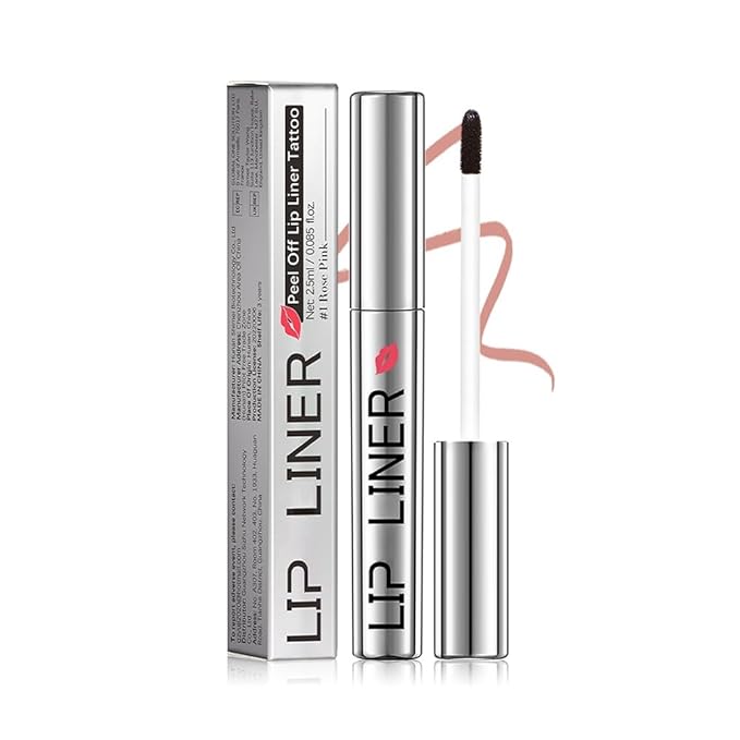 Pipe-off lip liner stain,light brown/dark brown/burgundy long-lasting,line tattoo high-color Tint,Smudge-Proof,Waterproof,Nude Matte Tint,Non-Fading, Full Coverage(#1 Rose Pink)