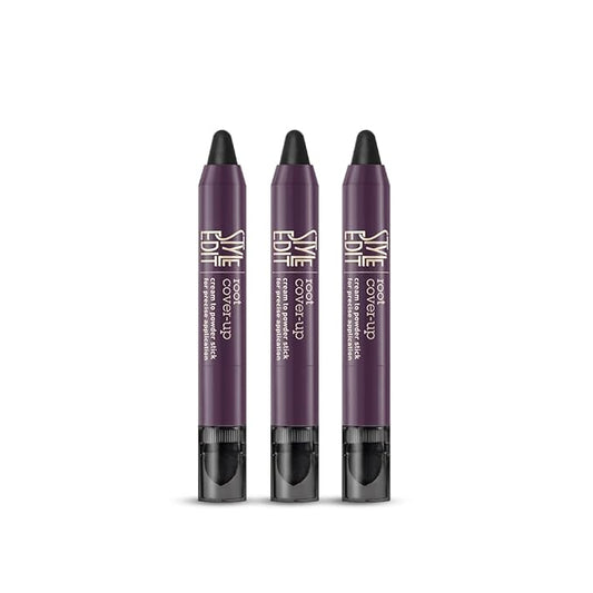 Style Edit Root Touch Up Stick - Black Root Concealer, Temporary Hair Color and Coverage Pen, Premium Shading Sponge, 0.11 oz, 3 Pack