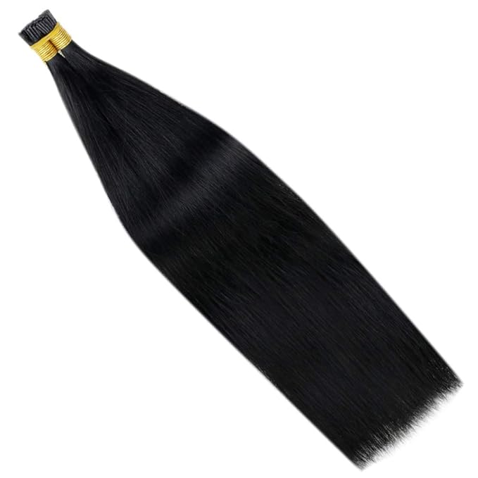Full Shine Itip Human Hair Extensions 24 Inch Color 1 Jet Black I Tip Hair Extensions Real Human Hair Long Straight Remy Hair add Length 40 Grams Prebonded Cold Fusion Extensions