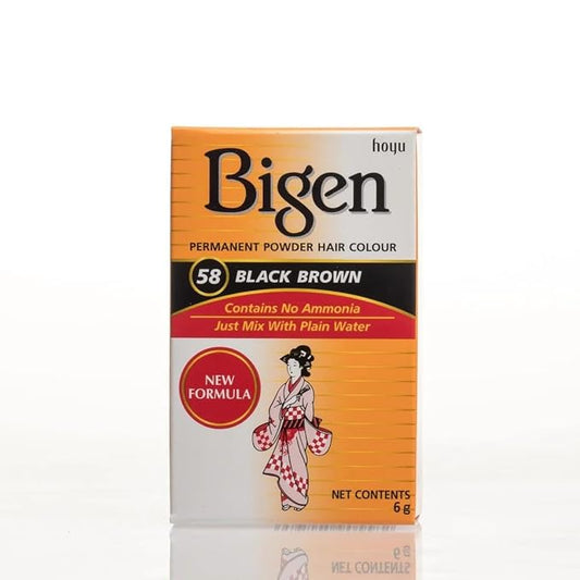 Bigen Permanent Powder Hair Color 58 Black Brown 1 ea (Pack of 4)
