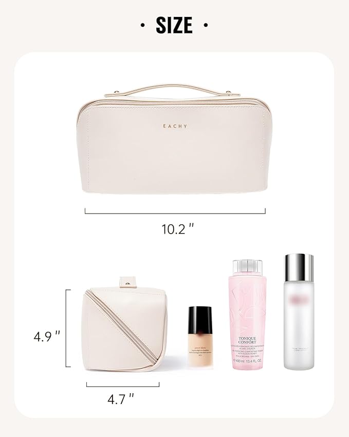 EACHY Travel Makeup Bag,Large Capacity Cosmetic Bags for Women,Waterproof Portable Pouch Open Flat Toiletry Bag Pattern Makeup Bag