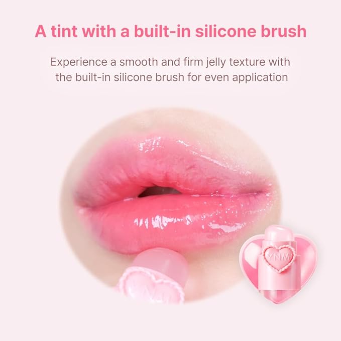 YNM Heart Jelling Tint, CHESTNUT JELLING, Silicone Lip Brush Included, K-Beauty, Non-Sticky, Moisturizing, Smudge-Proof, Korean Lip Tint, Long-Lasting, Vivid Color, 0.09 oz
