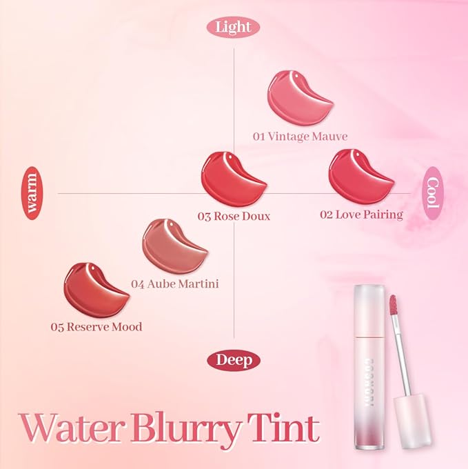 COSNORI Water Blurry Tint - Vegan Blurry Lip Tint, Lightweight & Long-lasting, Moist-watery texture, Flawless blurred lip (09 Comely Peach)