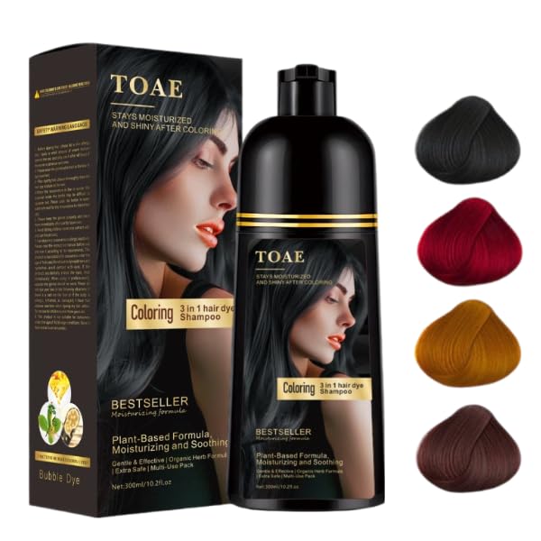 3-in-1 Hair Dye Shampoo, Instant Hair Dye Shampoo for Men & Women, Moisturizing Formula, 10.20fl oz - 300ml (Natural Black)