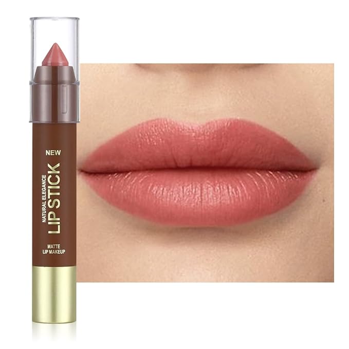 Matte Lipstick Crayon Set for Women, Nude Pink 24 Hour Lipstick Lip Liner Pencil, Neutral Lip Stick Lipliner Long Lasting Waterproof Smudge Proof, Vegan & Cruelty-Free, 03