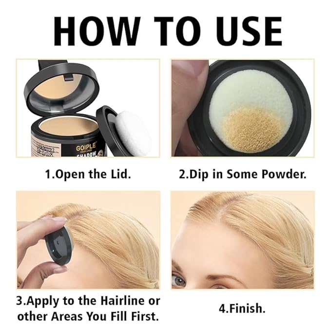 Root Cover Up Powder Hairline Powder for Women Root Touch Up Hair Color for Bald Spots, Eyebrows, Beard Line, Light-Blonde Hair Fibers for Thinning Hair Shadow Cover Up 2 Pack (Light Blonde)