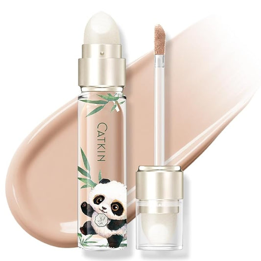 CATKIN Full Coverage Dual-Ended Liquid Concealer Eraser Dark Circles Treatment, Creamy Blendable smooth formula for Blemishes Redness, Long Lasting Waterproof, Sponge Tip Included 5g C04 SILK