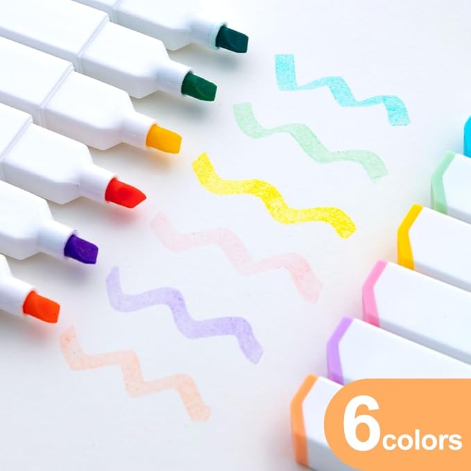 M&G 6 Pcs Aesthetic Cute Pastel Highlighters, Assorted Colors, No Bleed Bible Highlighters, Dry Quick With Soft Chisel Tip, Easy to Hold, for Journal, School Supplies, Office, Bible