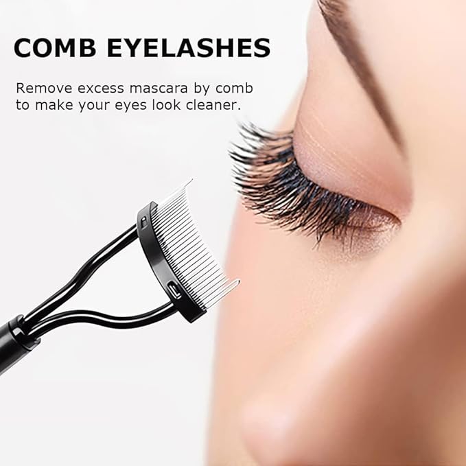 Eyelash Comb, 2PCS Eyelash Separator Tool Lash Comb Lash Separator With Cover For Girls Women Eye Makeup Brushes Separator Mascara Applicator Tools With Metal Teeth