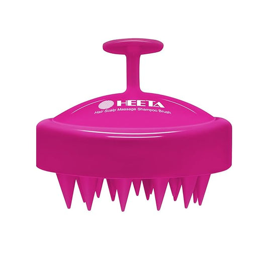 HEETA Scalp Massager Hair Growth, Soft Silicone Scalp Scrubber Shampoo Brush for Exfoliation, Dandruff Removal Head Massage Stress Relax, Wet & Dry Use for Thick Thin Curly Hair Care, Hot Pink