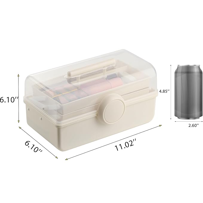 Makeup Storage, Pink Tackle box for Women with Handle. Cosmetic Storage Box Organizer, Portable 3 Layers Makeup Case for Home
