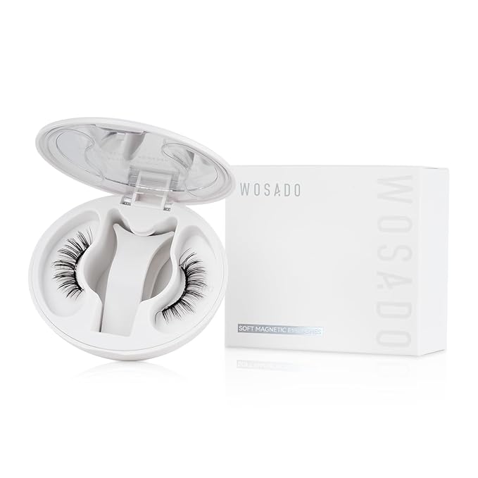 WOSADO Magnetic Eyelashes with Applicator Kit, No.17 Ice Black, Reusable Magnetic Lashes without Eyeliner, Glue-free False Lashes, Waterproof, Lightweight, Suit for Heavy Makeup