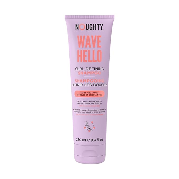 Noughty Wave Hello Curl Defining Shampoo - 97% Natural, Vitamin-Rich Formula for Curly and Wavy Hair, Sulphate-Free Vegan Haircare, 250ml