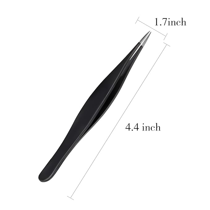 Honoson 6 Pieces Tweezers for Ingrown Hair Remover Pointed Blackhead Remover Point Tip Tweezers Stainless Steel for Nose Facial Hair Eyebrow and Shards(Black)