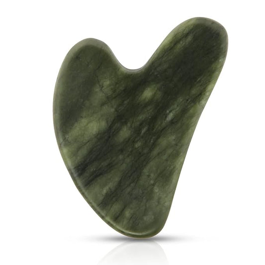 Gua Sha Facial Tools, Natural Jade Guasha Tool for Face,Double Chin & Jawline, Jade Gua Sha Stone Self-Skin Care Face Stone Gua Sha tools for Women Guasha Stone, Dark Green