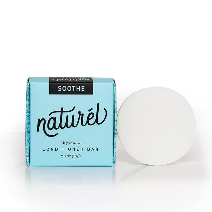 Naturel Soothe Dandruff Conditioner Bar, Conditioner for Dry Scalp or Dandruff, Peppermint Oil, Tea Tree Oil & Lime Oil, Vegan, Zero Waste, Cruelty Free, Made in USA