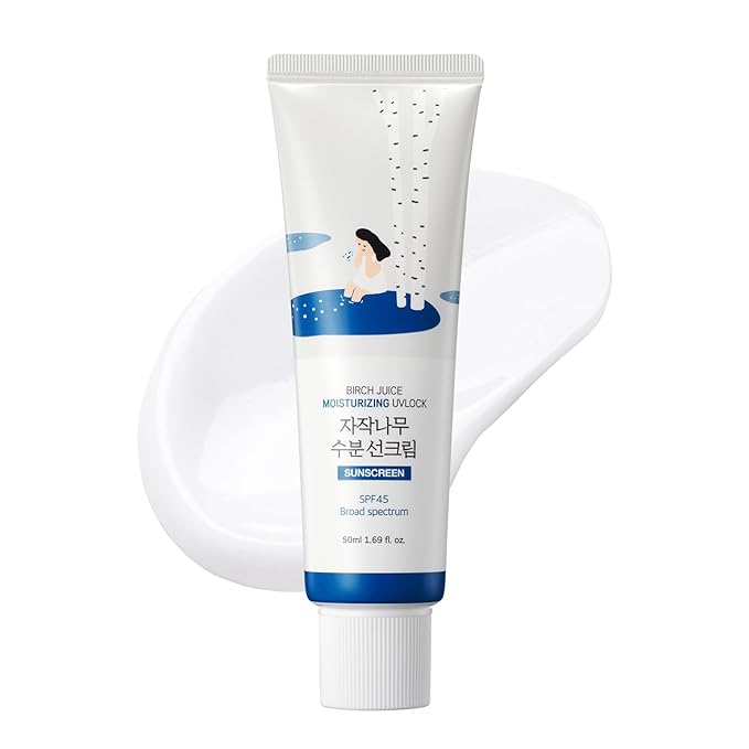 ROUND LAB Birch Juice Moisturizing UV LOCK SPF 45, 1.69 Fl Oz, Hydrating Lotion-like Lightweight Glow Sunscreen for Sensitive Skin, No White Cast, Fragrance-Free, Protector Solar, Korean Sunscreen