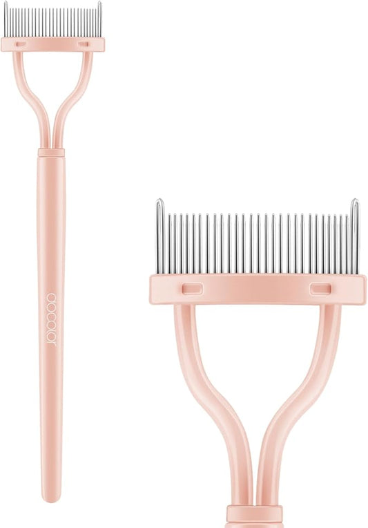 Docolor Eyelash Comb Eyelash Separator Mascara Applicator Eyelash Definer with Comb Cover Pink
