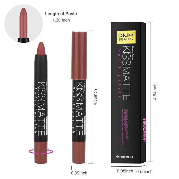 BINGBRUSH Smooth Longwear Lipstick Pack Set, Matte Color Stick Ultimate Lip Crayon for Makeup Collection - Waterproof Velvet Lipgloss Lip Stain (06#)