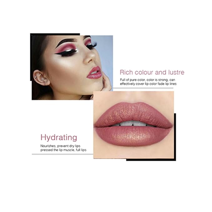 BONNIE CHOICE 3Pcs Metallic Glitter Lipstick Set, Glitter Pearl Mermaid Shimmer Lipstick Sets for Women Waterproof Long Lasting 24 Hours Lip Stick Makeup Christmas Gift Sets-04#05#06#