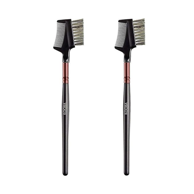OWLFAVO Makeup Eyebrow Brush & Eyelash Comb 2 Pcs, Portable Eye Powder Foundation Brush, Beauty Cosmetic Tool for Professional and Travel, Pack of 2