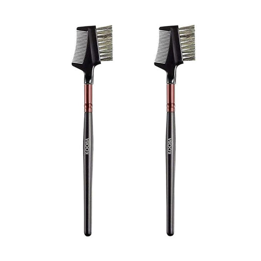 OWLFAVO Makeup Eyebrow Brush & Eyelash Comb 2 Pcs, Portable Eye Powder Foundation Brush, Beauty Cosmetic Tool for Professional and Travel, Pack of 2